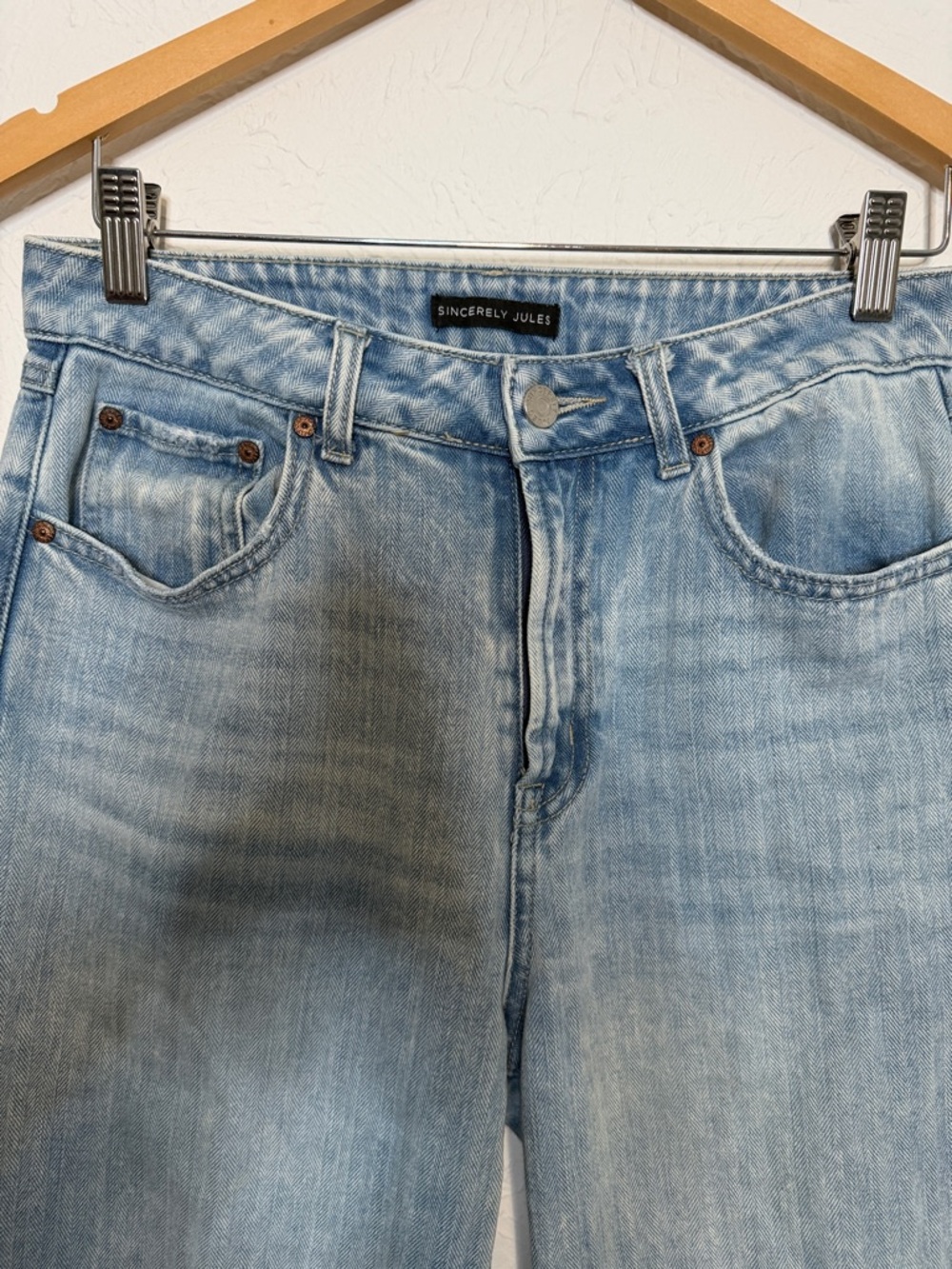 Sincerely Jules Women's Light Wash subtle Stripped Straight Jeans Size 5/27 - Picture 2 of 13